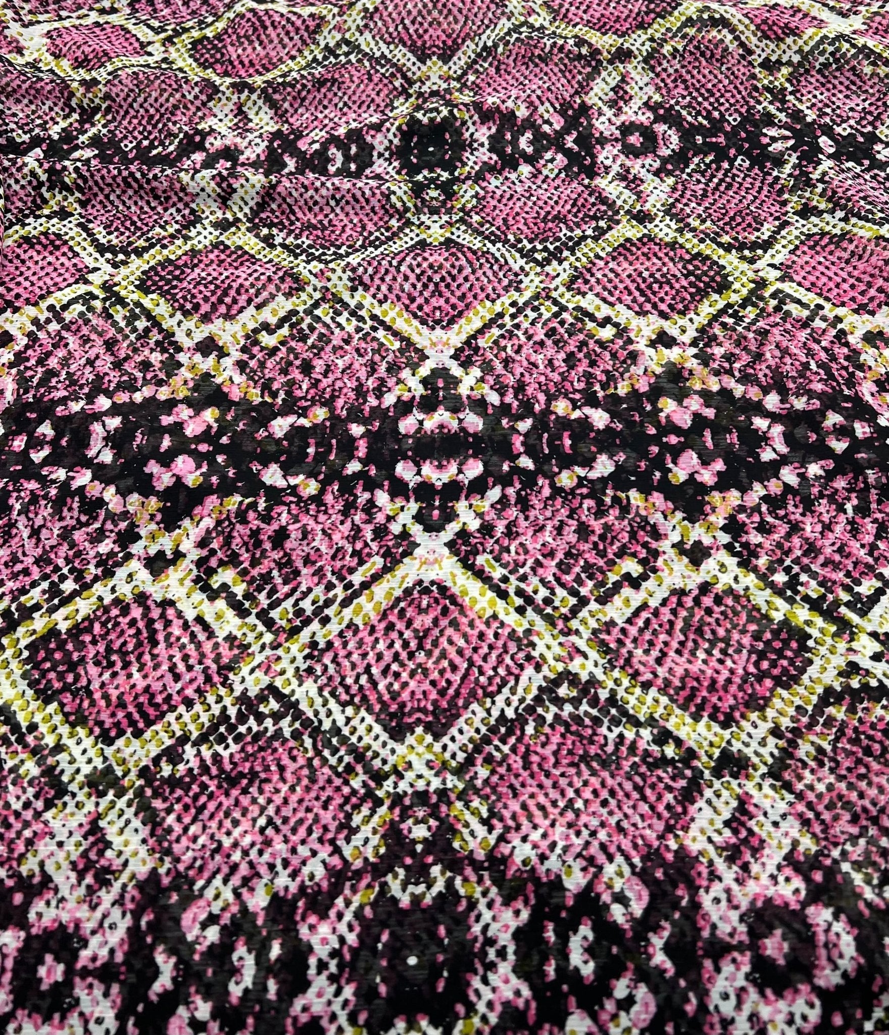 Pink Snake Printed Chiffon Dress Fabric - T9 Fabrics